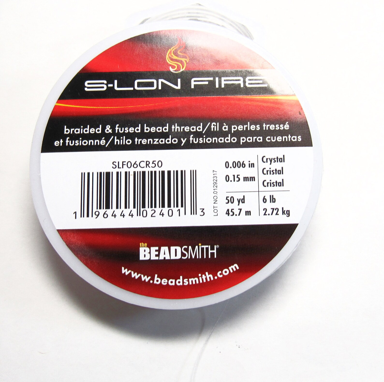 S-lon Fire 6 LB 50 Yard Spool Black, Crystal, Bead Thread, Beading Cord ...