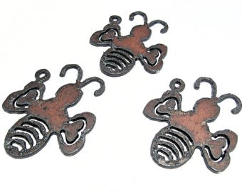 Rustic Iron Bee 2" Pendant, Cut-out Metal Bee Pendant