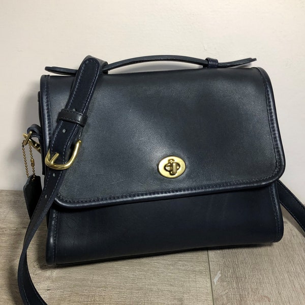 Coach EUC 9870 Court Bag Navy Leather USA