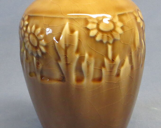 Rookwood Pottery 1951 Vintage Mid Century Modern Brown Sunflower Vase
