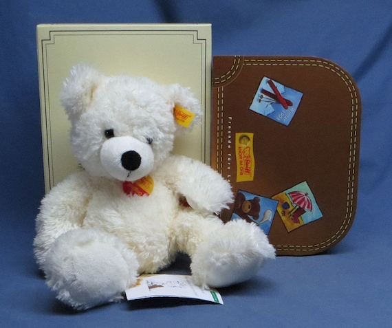 steiff teddy in suitcase