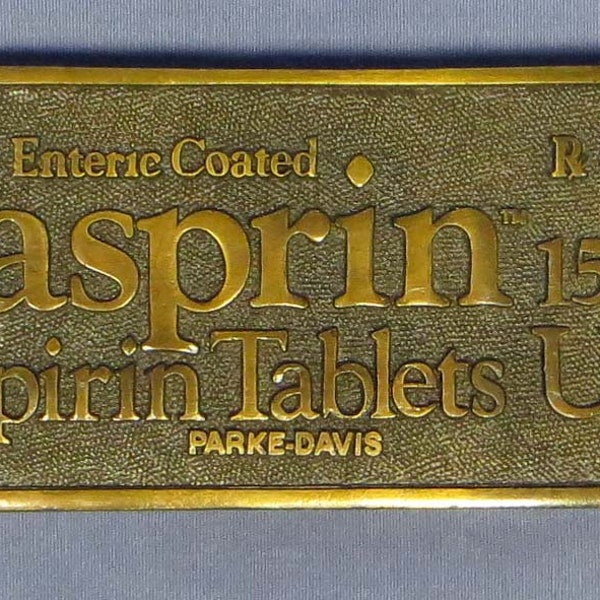 Rare Vintage Brass EASPRIN (Aspirin) Paperweight Parke-Davis Advertising EXC!