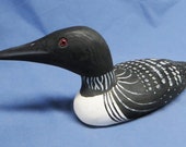 Rare D J Fuller Carved Cedar with Glass Eyes Loon Decoy 1992 Niles Michigan
