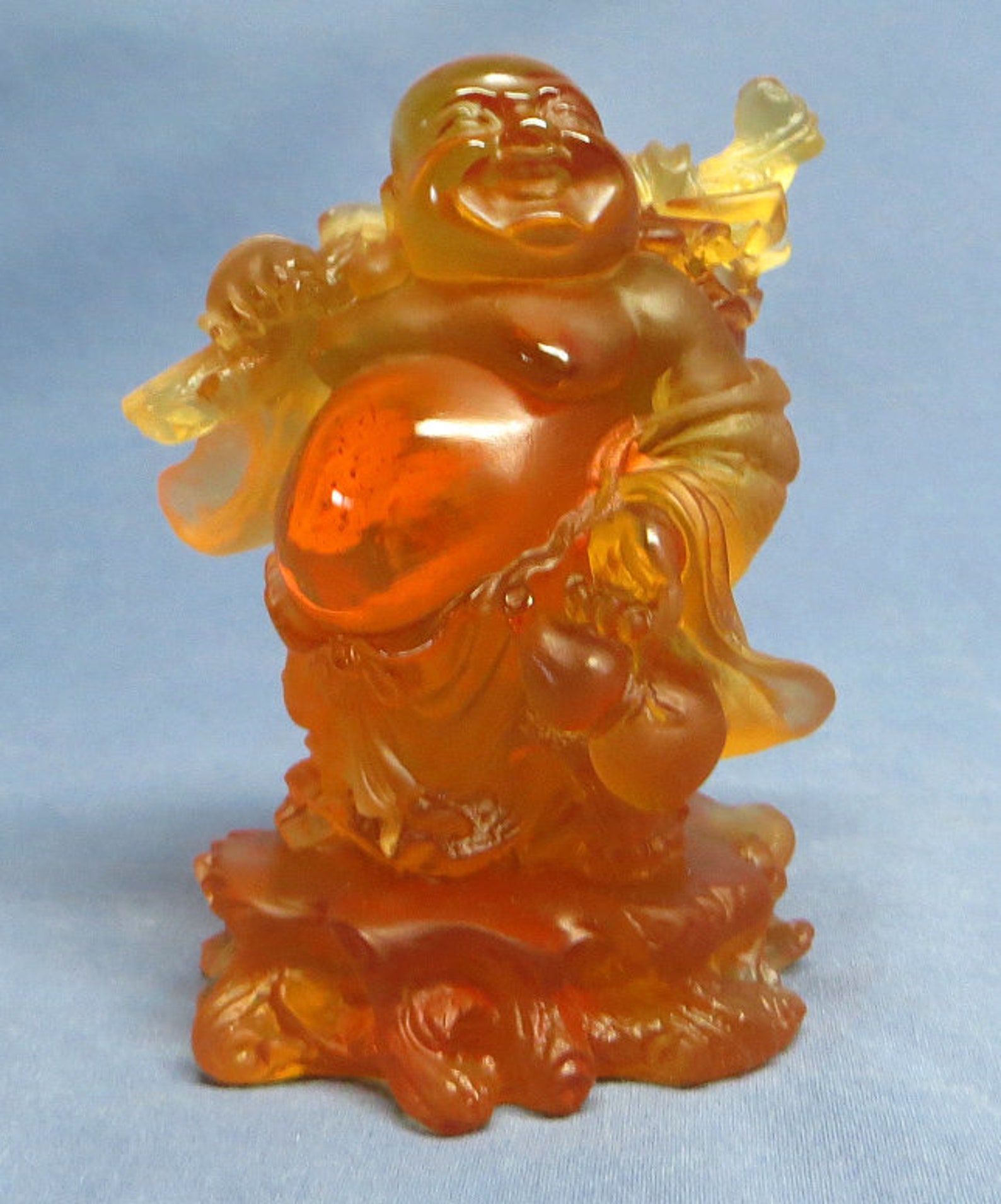Daum France Pate de Verre Amber Crystal Standing Buddha ...