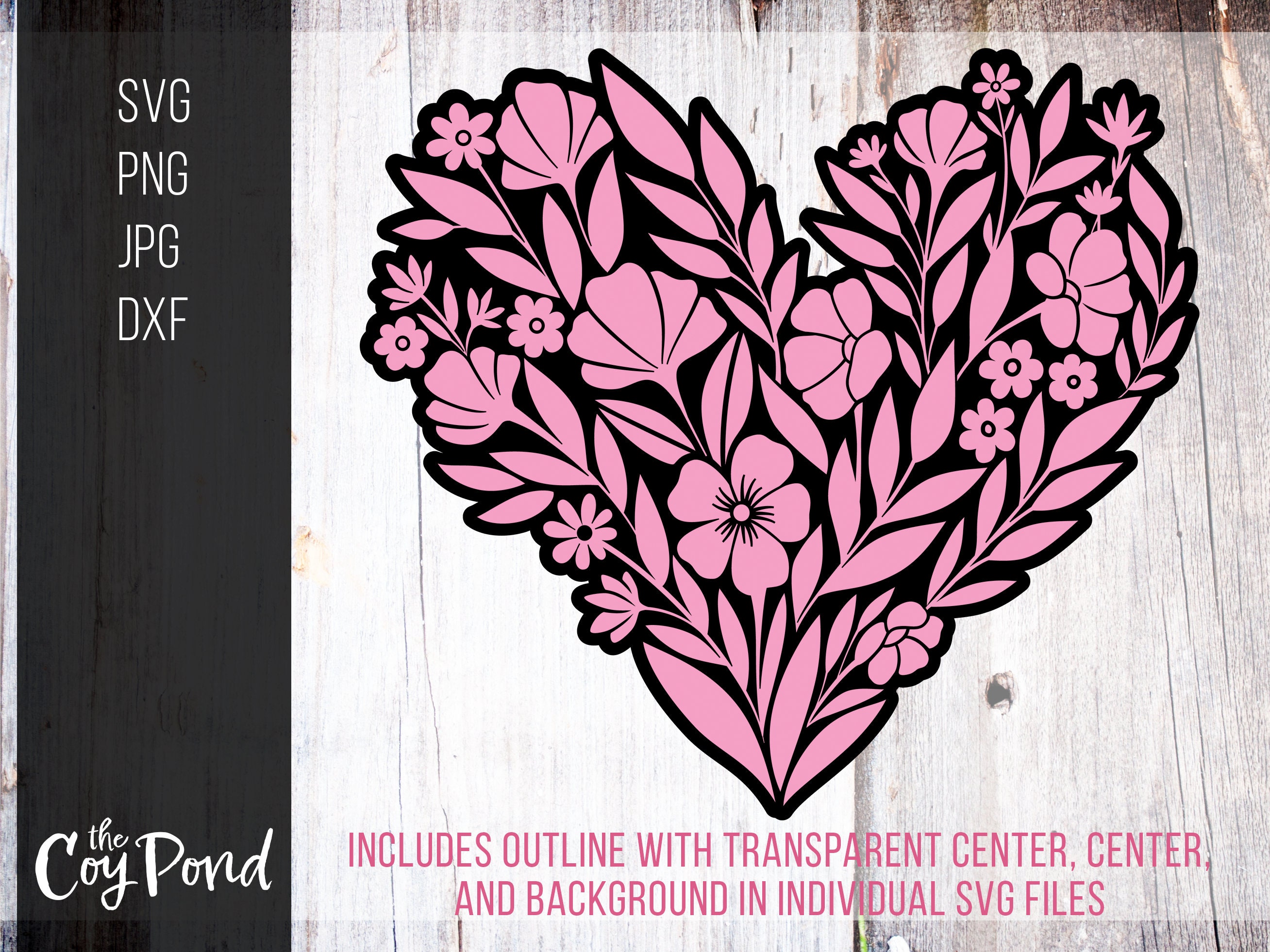 Floral Heart SVG Valentine Cut File Svg Dxf Jpg Png Love Silhouette ...