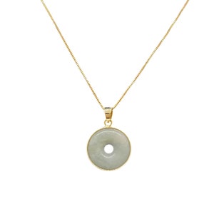 PI Jade Necklace, Chalcedony Charm, Good Luck Jewelry, Donut Necklace, Good Fortune Jewelry, Gift for Best Friend, Good Luck Amulet