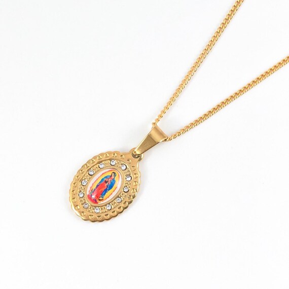Gold Pendant Necklace Virgin Mary Saint Medallion Coin Layering - Saint Mary Pendant Gold Pendant Necklace Virgin Mary Saint Medallion Coin Layering - Saint Mary Pendant