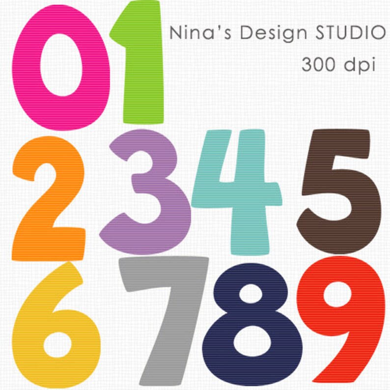 INSTANT DOWLOAD Striped Numbers Scrapbook for Personal and | Etsy