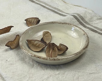 Speckled White Ceramic Ring Dish | Japandi Catch all Dish | Wedding Ring Holder | Small Trinket Dish