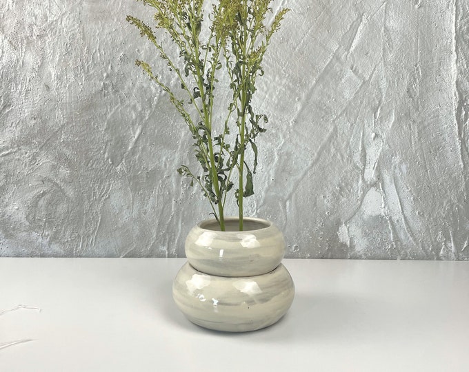 Featured listing image: Hakeme Collection - White Stacking Mochi Ikebana Vase