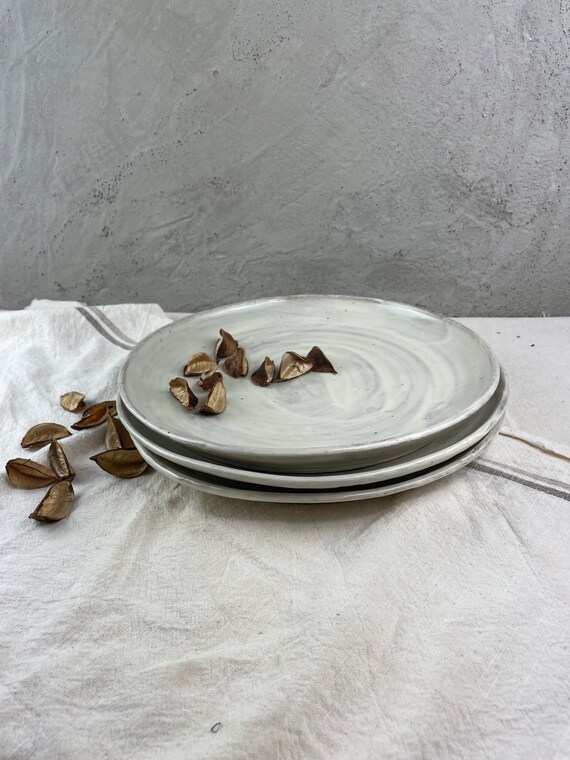 White Japandi Dinnerware Ceramic Plate Pottery Dinnerware Etsy