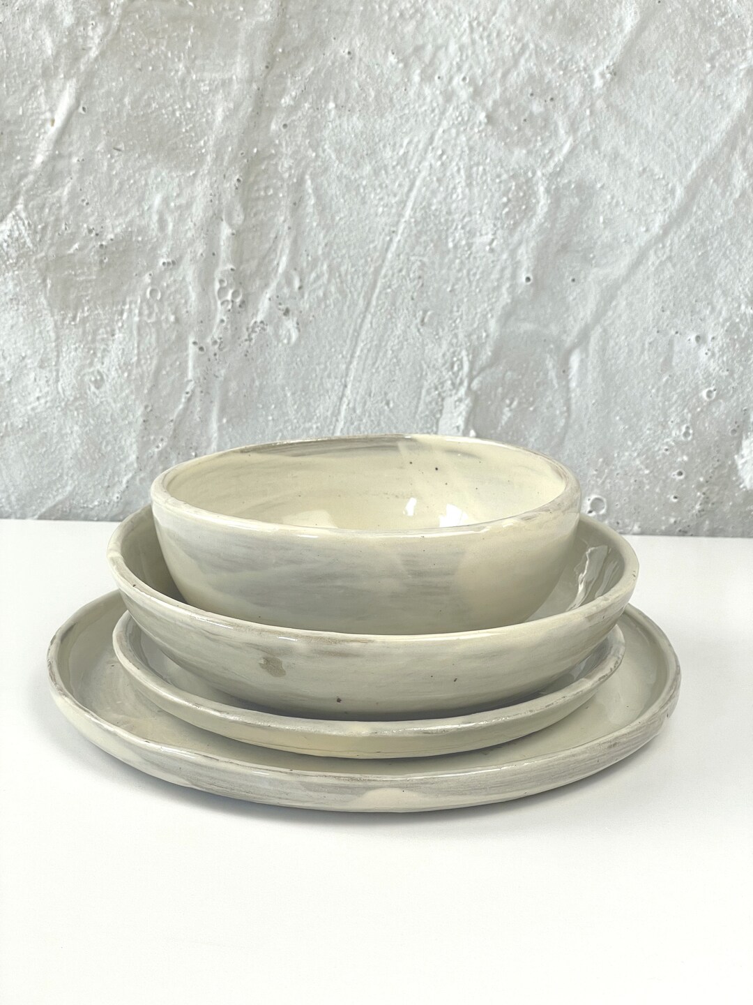 White 4 Piece Dinnerware Set White Pasta Bowl Plate Set Pottery Place