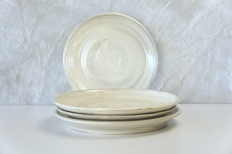 White Japandi Dinnerware Ceramic Plate Pottery Dinnerware Etsy