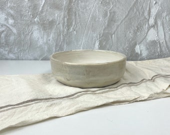 White Dog Food Bowl - Ceramic Pet Bowl - Japandi Pottery