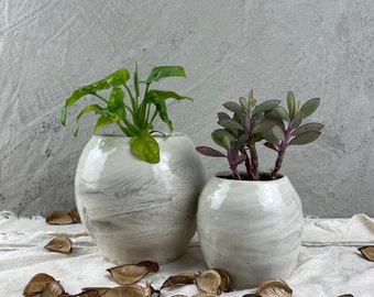 Hakeme Collection - White Sphere Planter