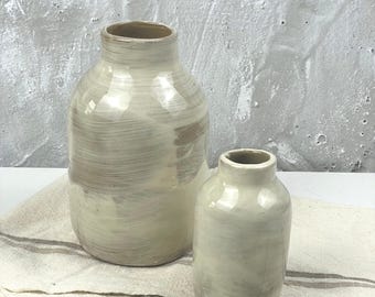 Hakeme Collection - White Japandi Bottle Vase