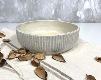 Fluted Collection - White Dog Food Bowl