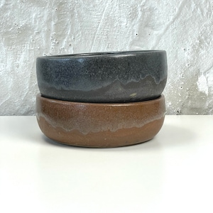 Black Dog Food Bowl - Brown Pet Bowl - Stoneware Japandi Pottery