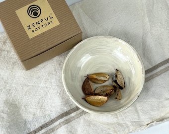 White Ceramic Ring Dish | Japandi Catch all Dish | Wedding Ring Holder | Small Trinket Dish
