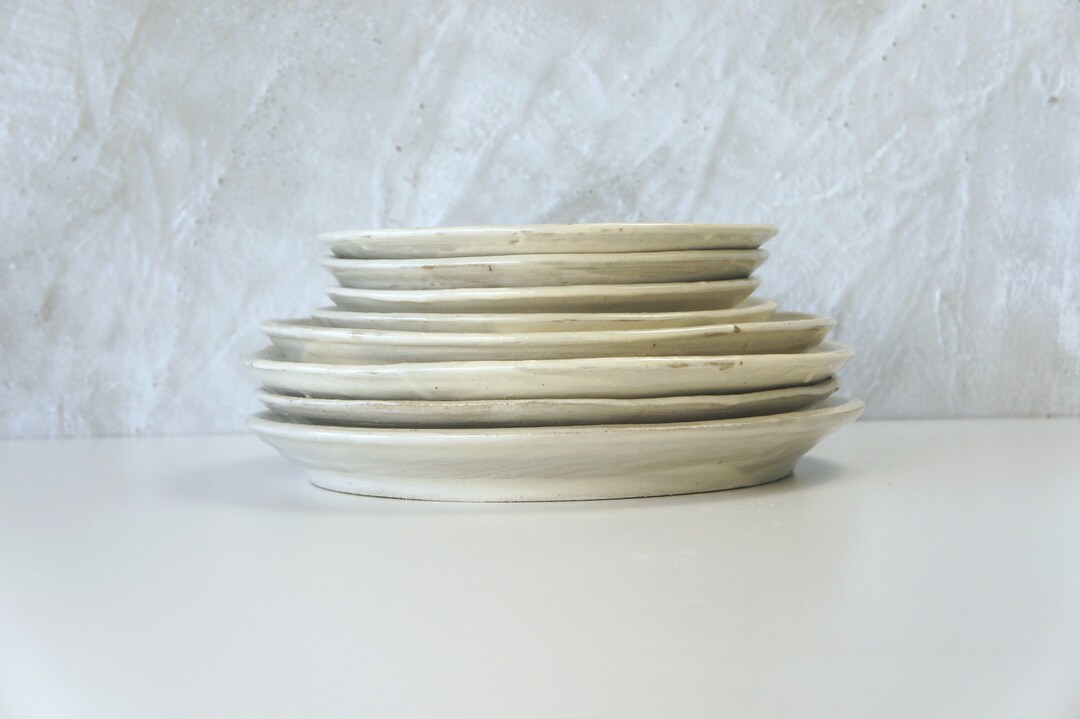 White Japandi Dinnerware Ceramic Plate Pottery Dinnerware Set