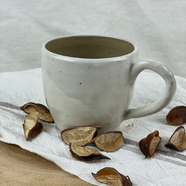 Handmade White Mug - Handmade Ceramic Mug - Bespoke Coffee Mug - Japanese Tea Cup - Wabi Sabi Pottery