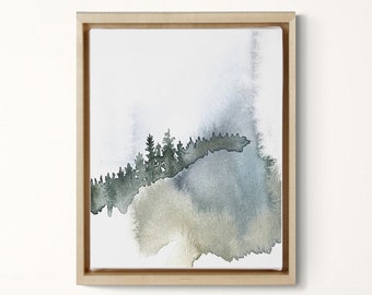 Colorado No. 9 . Expressive Abstract Landscape Trees Watercolor Painting . Giclee Print on Paper or Canvas with Ready to Hang Framed Option