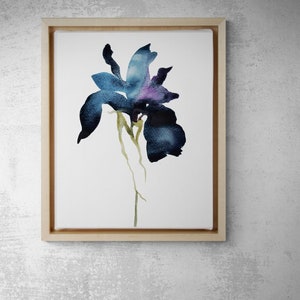Iris No. 1 . Botanical Flower Watercolor Painting . Minimalist Giclee Print on Paper or Canvas with Ready to Hang Framed Option image 6
