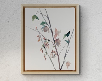 Cherry Blossom No. 18 . Botanical Flower Watercolor Painting . Minimalist Giclee Print on Paper or Canvas with Ready to Hang Framed Option