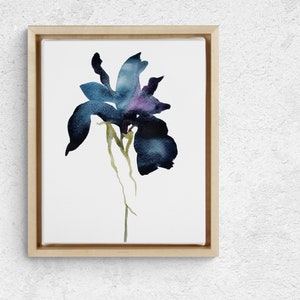 Iris No. 1 . Botanical Flower Watercolor Painting . Minimalist Giclee Print on Paper or Canvas with Ready to Hang Framed Option image 2
