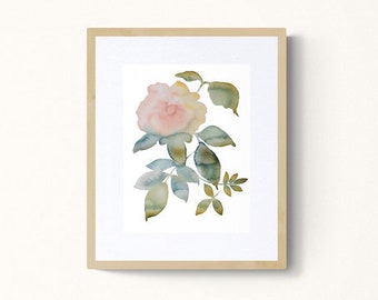 Rose Study No. 80 . Original Watercolor Painting . Minimalist Modern Botanical Flowers . Expressive Floral .