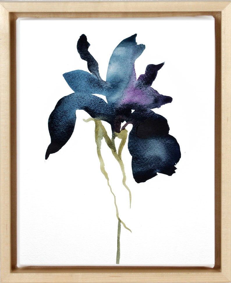 Iris No. 1 . Botanical Flower Watercolor Painting . Minimalist Giclee Print on Paper or Canvas with Ready to Hang Framed Option image 5