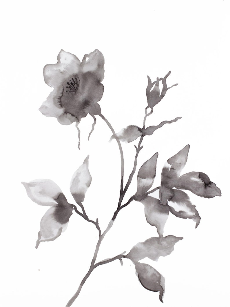 9 wild rose no original ink painting
