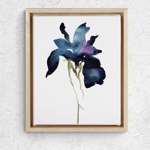 Iris No. 1 . Botanical Flower Watercolor Painting . Minimalist Giclee Print on Paper or Canvas with Ready to Hang Framed Option image 1