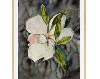 Magnolia Study No. 7 . Original Watercolor Painting . Botanical Flower . Expressive Floral .