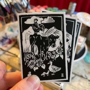 Farmyard sticker with cow