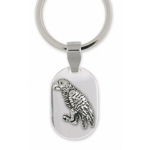 African Grey Jewelry African Grey Key Ring Jewelry Sterling Silver Handmade Parrot Key Ring AFG1X-KRE