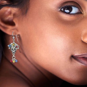 Day Of The Dead Skull Earrings Sterling Silver Handmade Día De Los Muertos Jewelry DOD1-ME