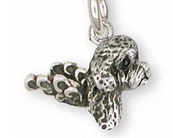 Labradoodle Charm Slide Jewelry Sterling Silver Handmade Dog Charm Slide LDD10-P