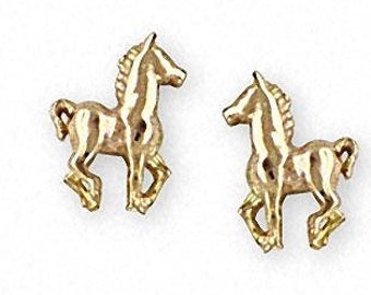 Horse Earrings Jewelry 14k Gold Handmade Horse Earrings H14-EG