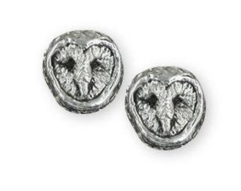 Brincos de coruja de celeiro, joias de prata esterlina, brincos de coruja feitos à mão OW1XH-E