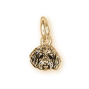 Bijoux Goldendoodle Or jaune 14 carats Pendentif Goldendoodle fait main pour chien GDL5H-CG