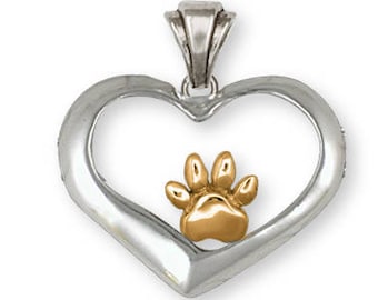 Dog Paw Pendant Jewelry 14k Gold Handmade Dog Pendant PAW6-PG