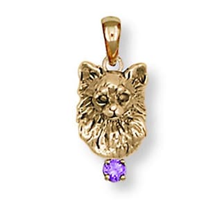Chihuahua Jewelry Long Hair Chihuahua Pendant 14k Yellow Gold Vermeil Chihuahua Jewelry CH56-SPVM