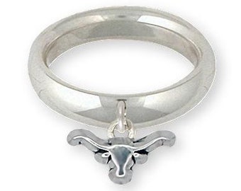 Anillo Longhorn de plata esterlina hecho a mano LSP-CR