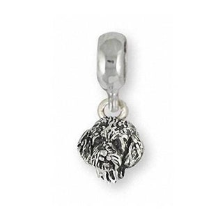 Goldendoodle Charm Slide Jewelry Sterling Silver Handmade Dog Charm Slide Fits Pandora® Bracelet  GDL1H-PNS