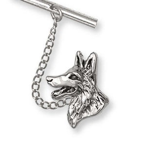 German Shepherd Tie Tack Jewelry Sterling Silver Handmade Dog Tie Tack CH20-TT