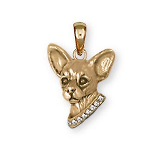 Chihuahua Jewelry Chihuahua Pendant Jewelry 14k Yellow Gold Vermeil Chihuahua Charms And Jewelry CU21-SPVM