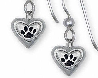 Dog Paw Earrings Jewelry Dog Paw Earrings Jewelry Sterling Silver Handmade Dog Earrings PHT1-E