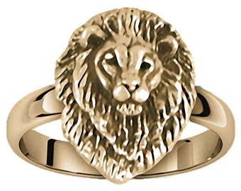 Anillo de león de oro de 14 quilates, hecho a mano, LION5-RG
