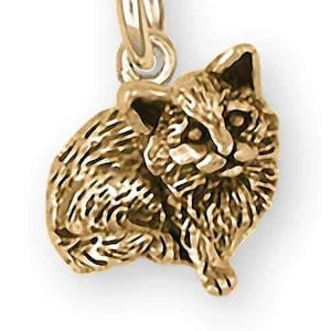 Cat Jewelry 14k Gold Handmade Cat Charm  MN4-CG